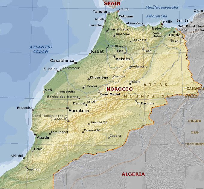 physical map of morocco